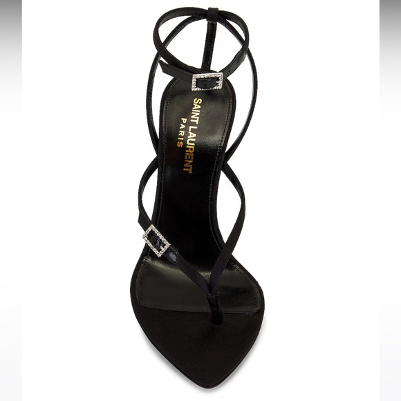 STUNNING Saint Laurent Nadja satin sandals with Crystals embellished Buckles 38 - Picture 14 of 15